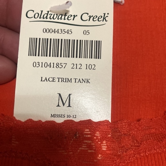 Coldwater creek orange lace trimmed tank size M - Picture 3 of 5